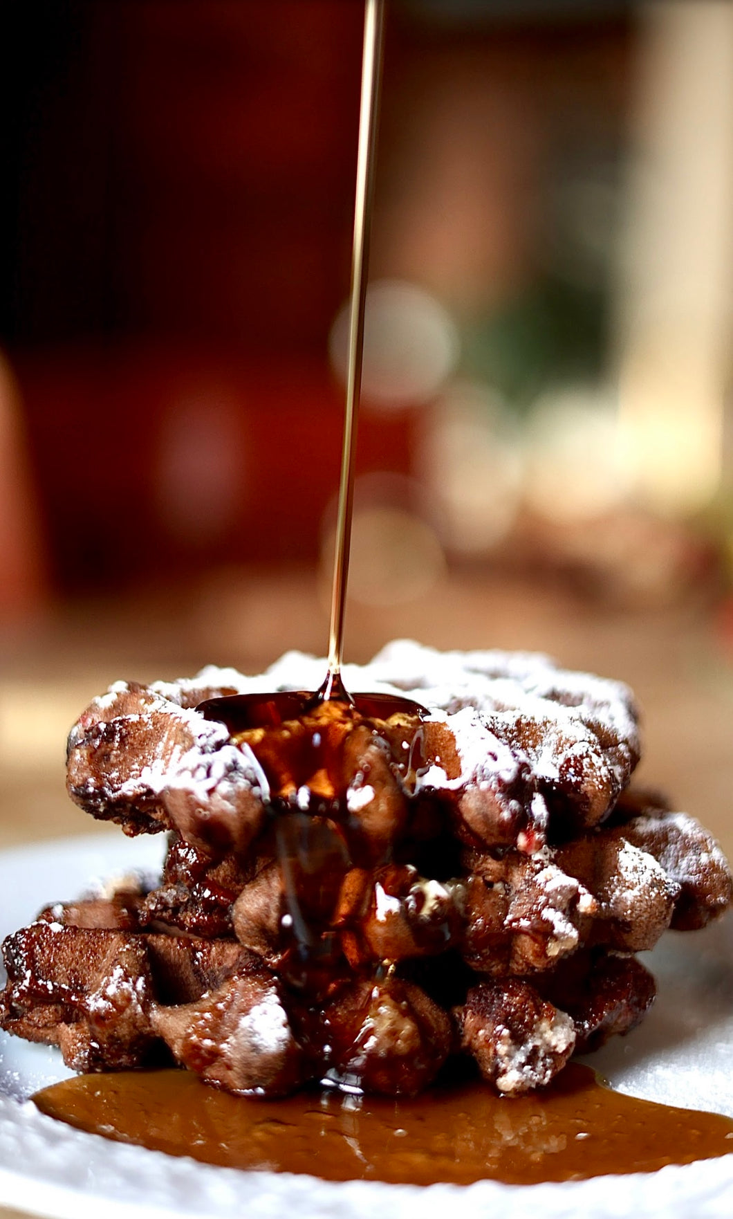 Chocolate Candy Cane Waffles